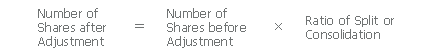 Number of Shares after Adjustment = Number of Shares before Adjustment × Ratio of Split or Consolidation