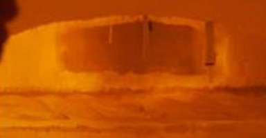 Flame appearance inside the furnace using a fuel blend of 100% Hydrogen.