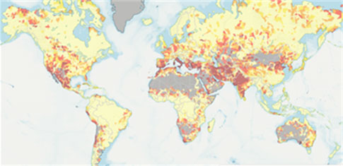 This is the Water stress map, sourced by Aqueduct Water Risk Atlas